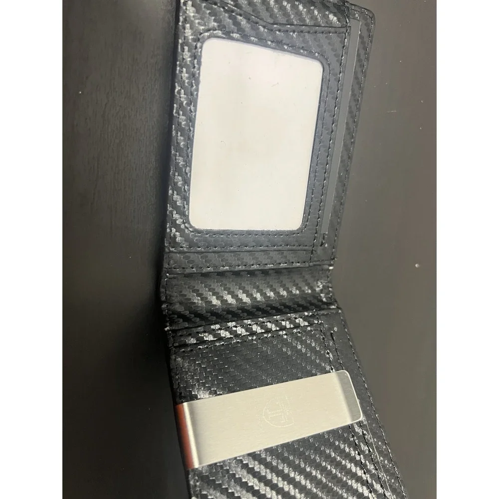 TRAVANDO Carbon Fiber Slim Wallet RFID Blocking Money‎ Clip ID Card Holder Black